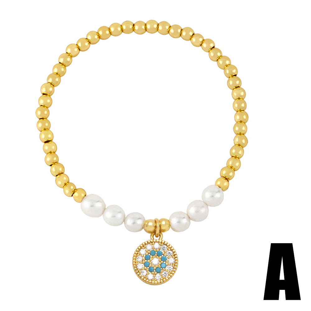 Fashion Colorful Eye Copper Bracelets Gold Plated Zircon Copper Bracelets