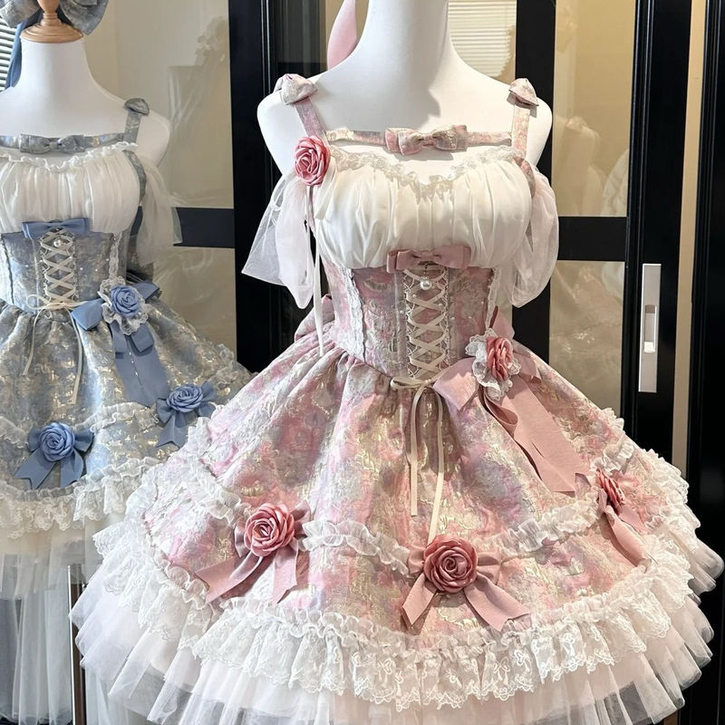 春夏の新しいフランススタイルの絶妙なジャカード織りのふわふわスカート、気質ウエスト痩身ドレス、女性用ショートスカート|undefined