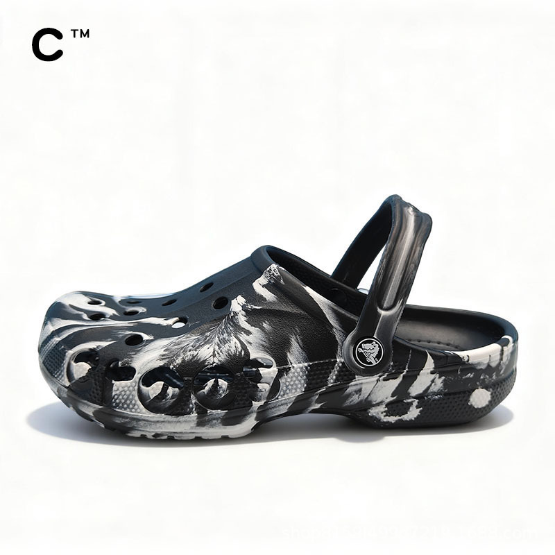 Cross Star Baya Clogs with Marble Pattern Summer Unisex Outdoor Casual Beach Shoes Sandals