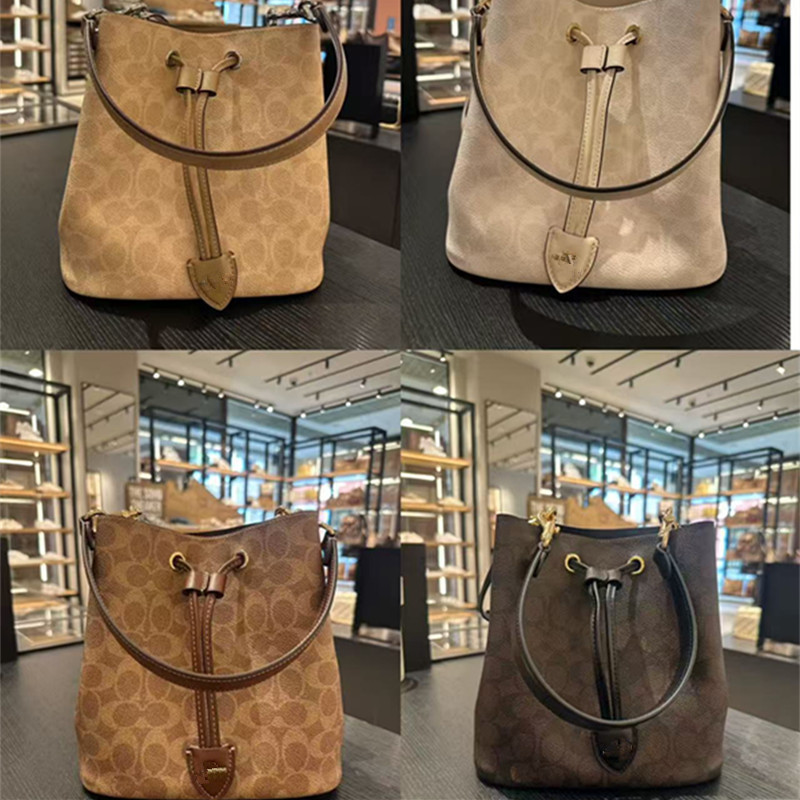 Kou C Brand 2025 New Model Rowan Bucket Bag Vintage Monogram Drawstring Tote Bag Shoulder Handbag Versatile Kou C Brand 2025 New Model Rowan Bucket Bag Vintage Monogram Drawstring Tote Bag Shoulder Handbag Versatile
