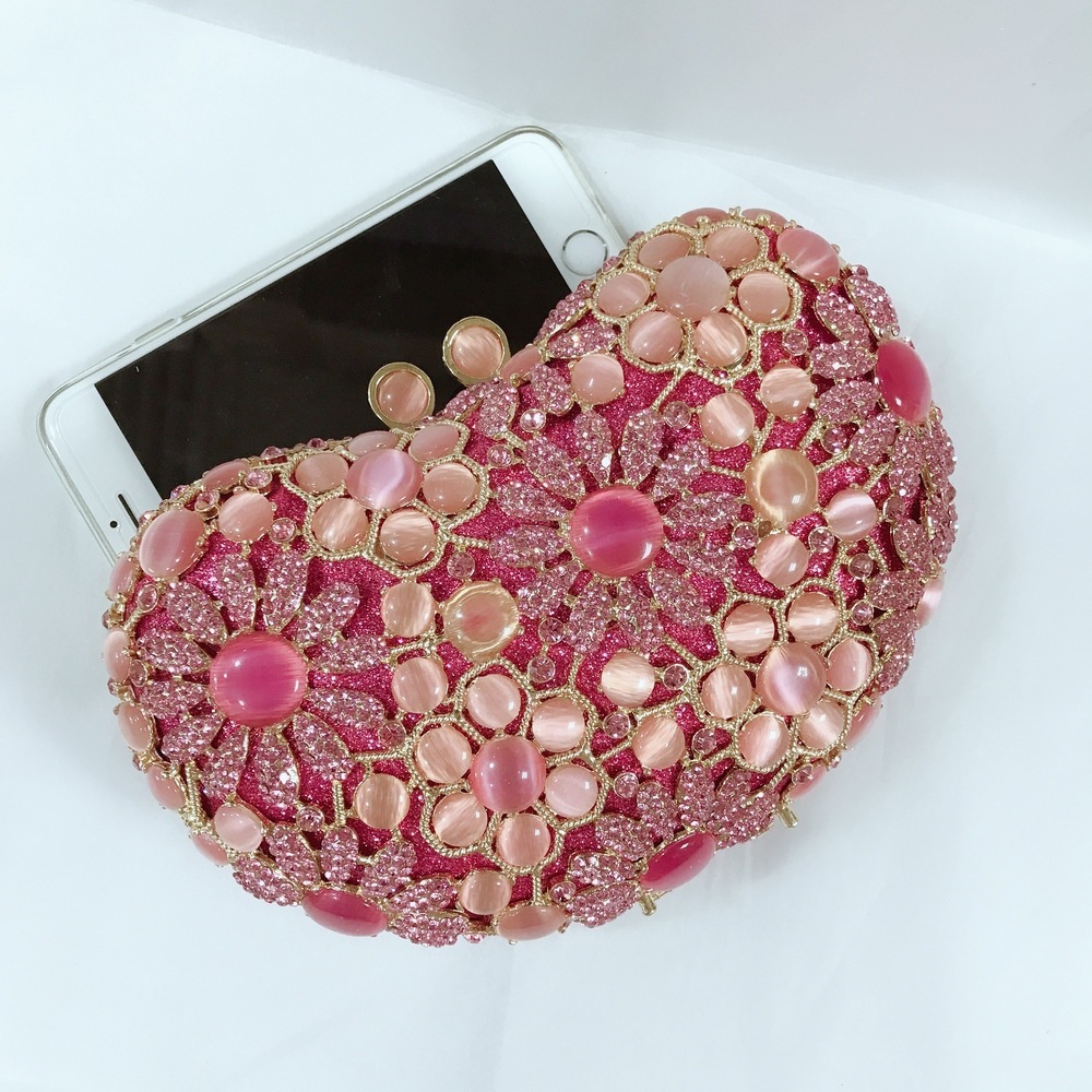 * bolsas de diamantes de ojo de gato rosa de anacard bolsas de cena de cristal metálicas hechas a mano bolsas de mujeres AliExpress