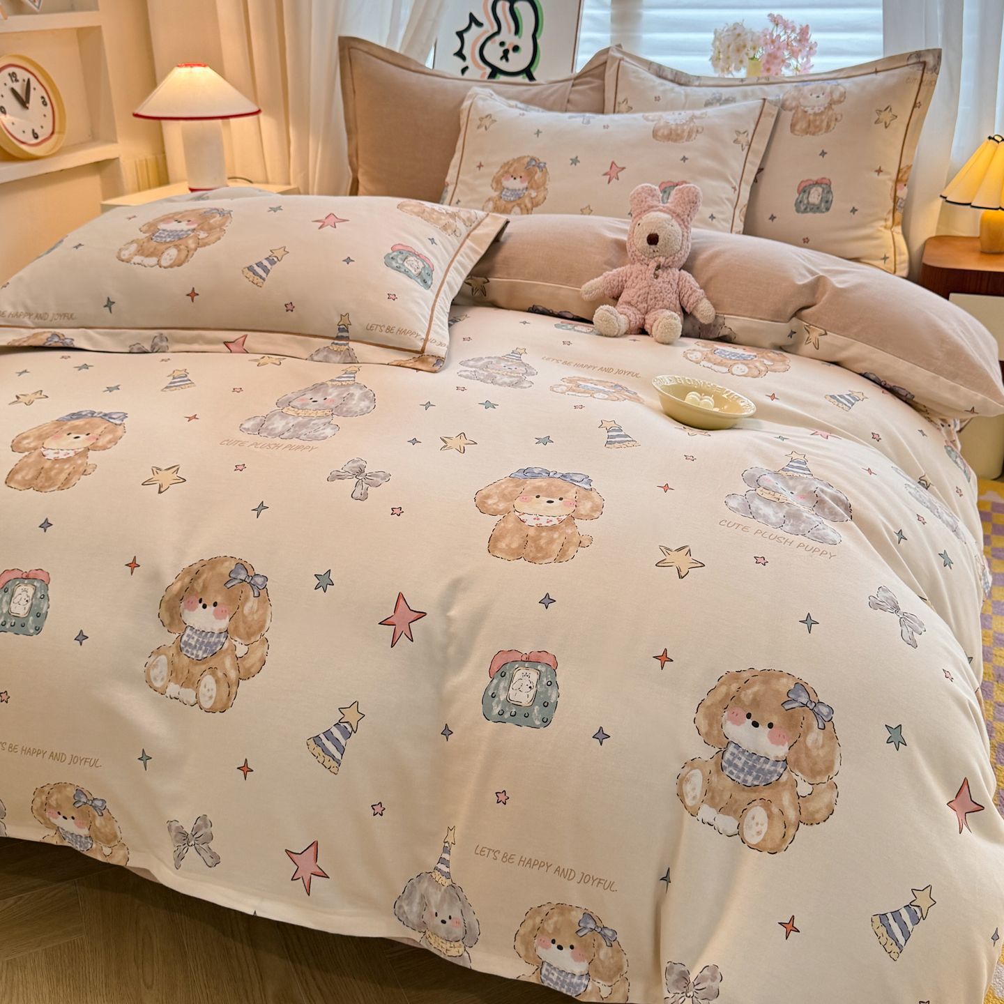 Otoño e invierno engrosado algodón molido cama cubierta de cama cubierta de algodón sábanas de cama de tres piezas de cama de dibujos animados para niños