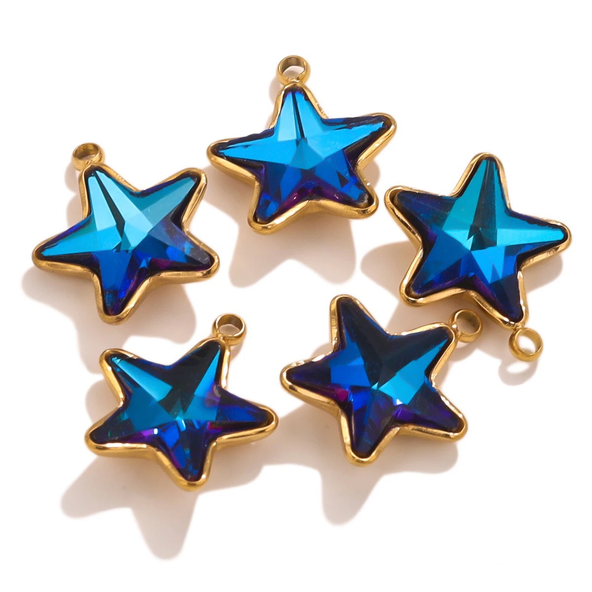 Colgante de cristal de color de acero inoxidable pentacolgante de nuevo collar colgante DIY accesorios joyería