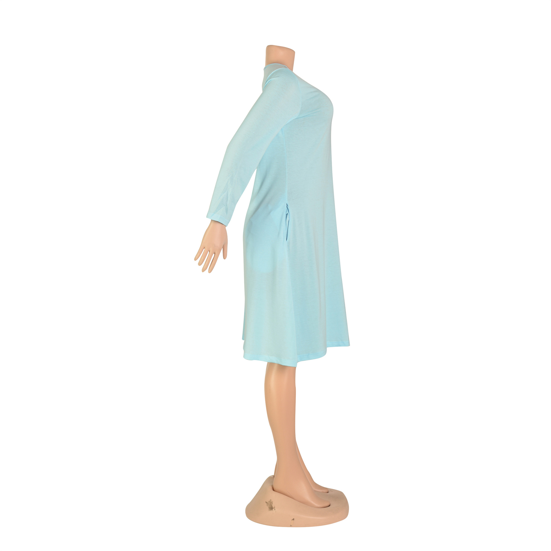 Women Clothing Dress Long Sleeve T-shirt Mid Solid Color Basic Summer Autumn