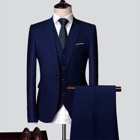 Suit suit Men's Three-Piece Business Professional Formal Suit Slim Groom Suit Young Best Man Reception Dress