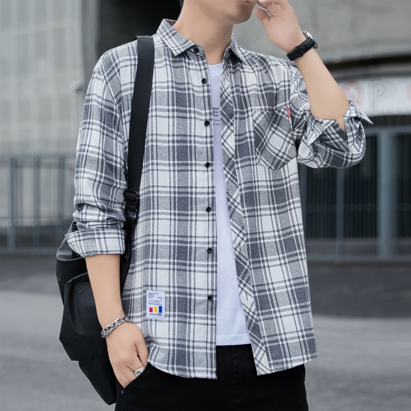 Diyu Dragon hombres camisa a cuadros abrigo suelto 2023 Otoño e Invierno de manga larga casual Top hombres camisa niños