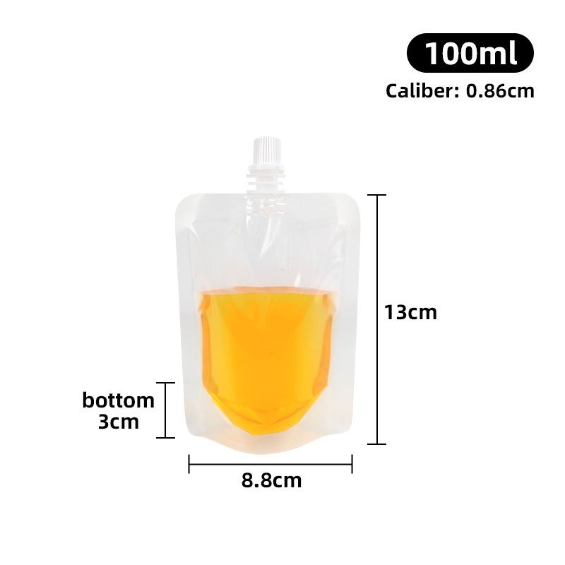 Boquilla de succión de leche de soja bolsa de pie paquete de té con leche bolsa transparente al por mayor bolsa de embalaje de boquilla desechable líquida de medicina china