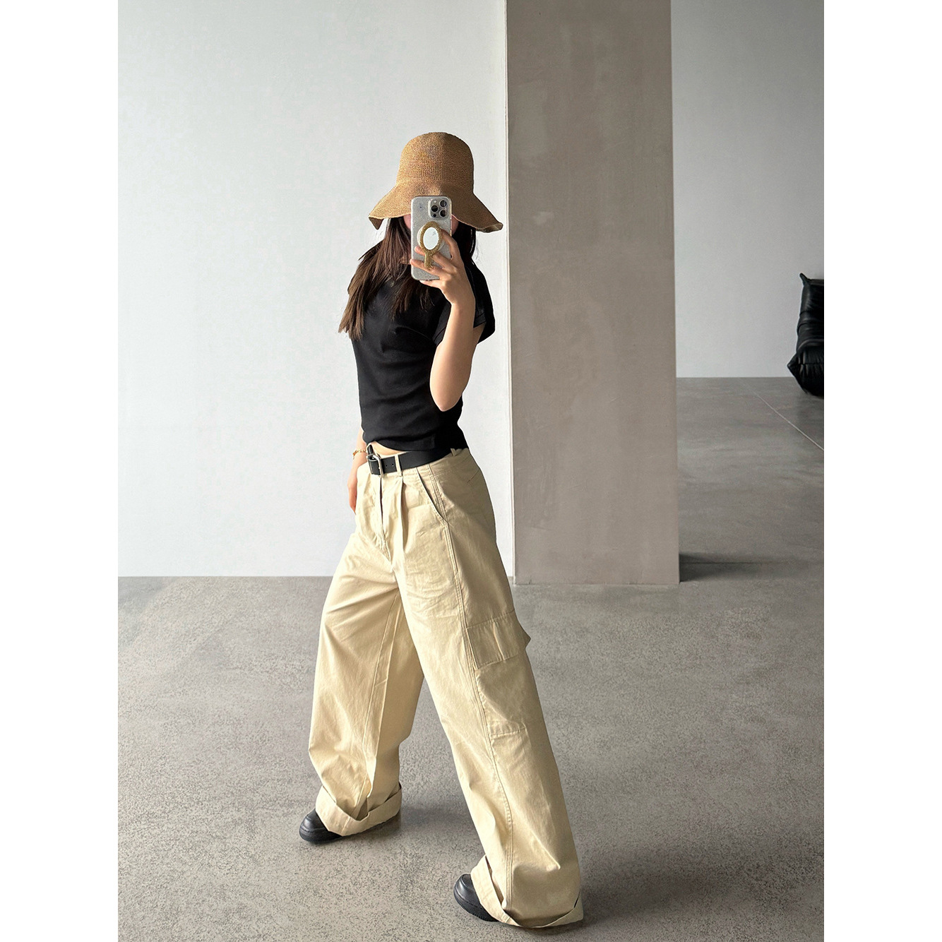 【王琪芝】主推全员自留空气感薄款阔腿工装裤女夏显瘦长裤WQ219