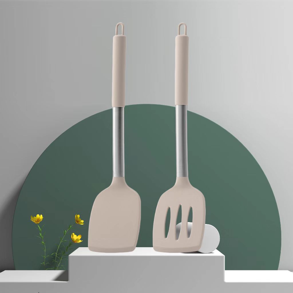 카키색 실리콘 손잡이 스틸 파이프(밀도 삽 + 누락 삽) 2개 세트