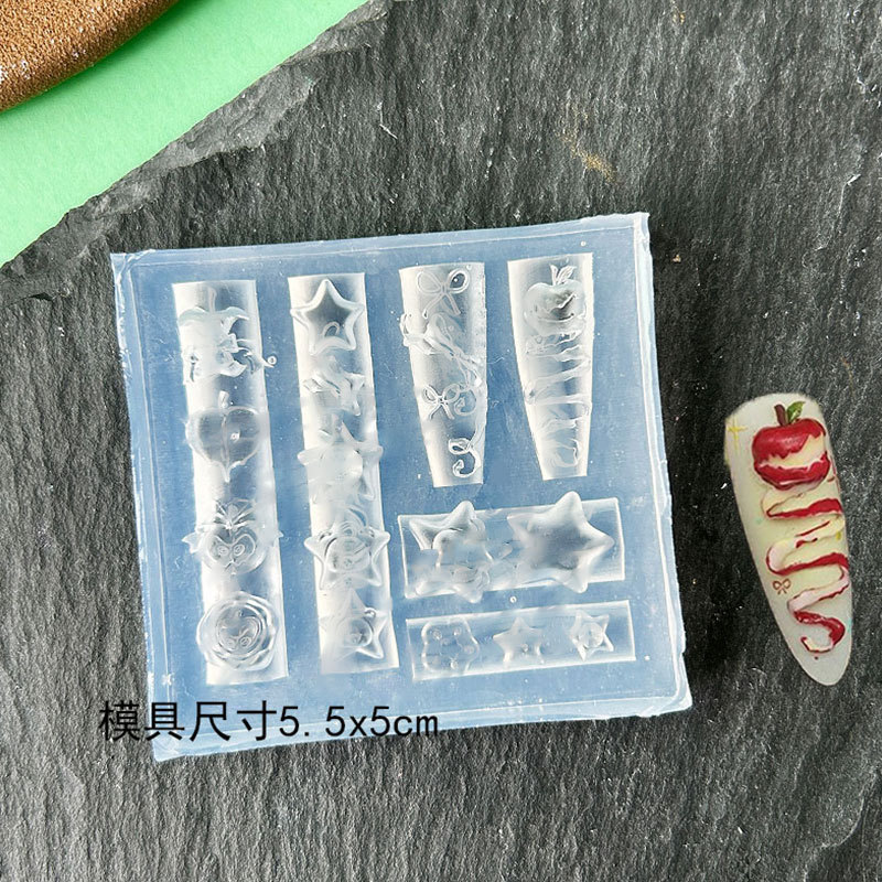 Molde de manicura amor arco en relieve flor ornamentos molde abrasivo alta permeabilidad estereoscópica DIY decoración molde de silicona