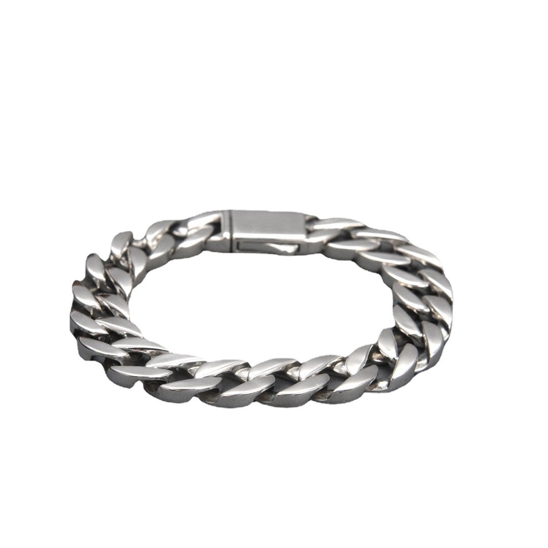 Pulseira de elo cubano masculina em aço inoxidável premium_voghion.com