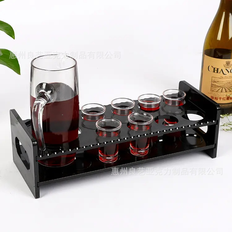 厂家直销亚克力黑色子弹杯架白酒烈酒酒杯架酒吧KTV