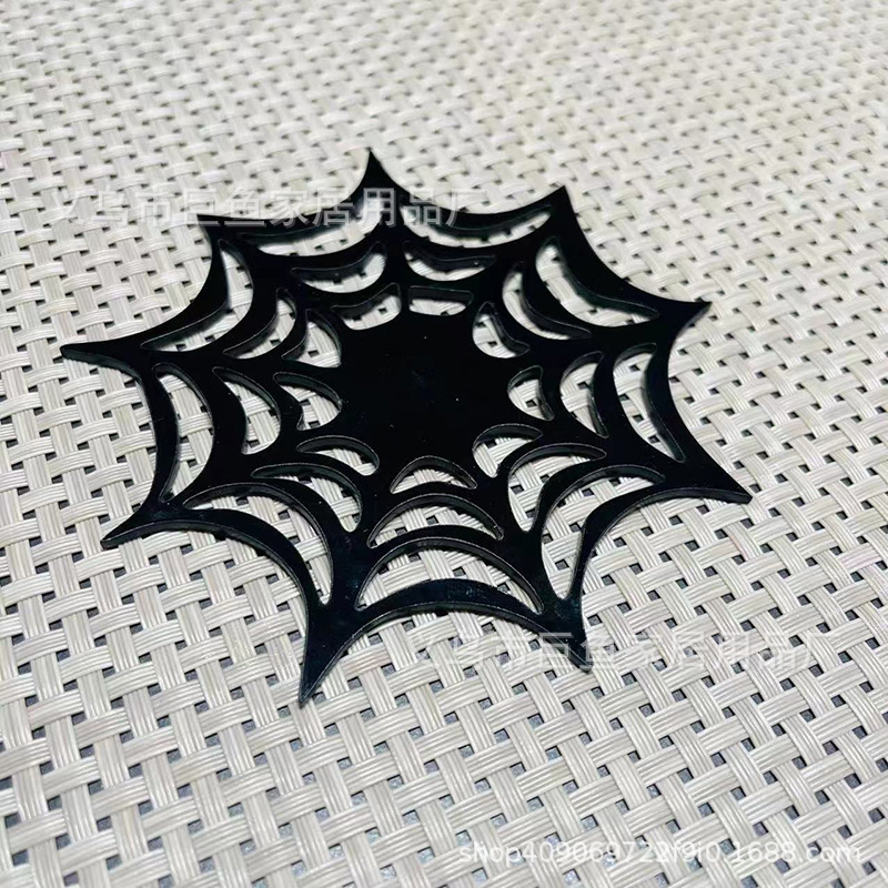 Cross-border New Spider Web Placemats Acrylic Halloween Horror Spider Web Insulation Cup Base Mat