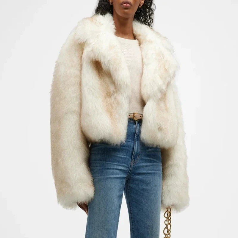 Amazon трансграничная европейская и американская новая мода свободная искусственная шерсть отворот меха женская имитация лисы шерсть топ