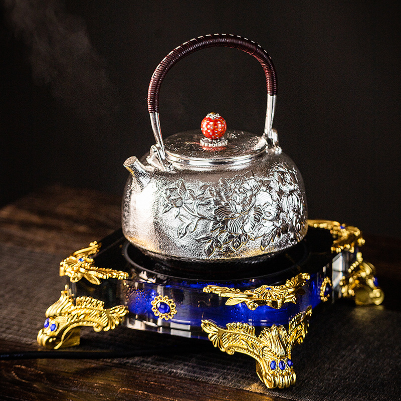银包铜壶烧水壶日式煮泡茶提梁银水壶复古纯手工电陶炉煮茶茶具