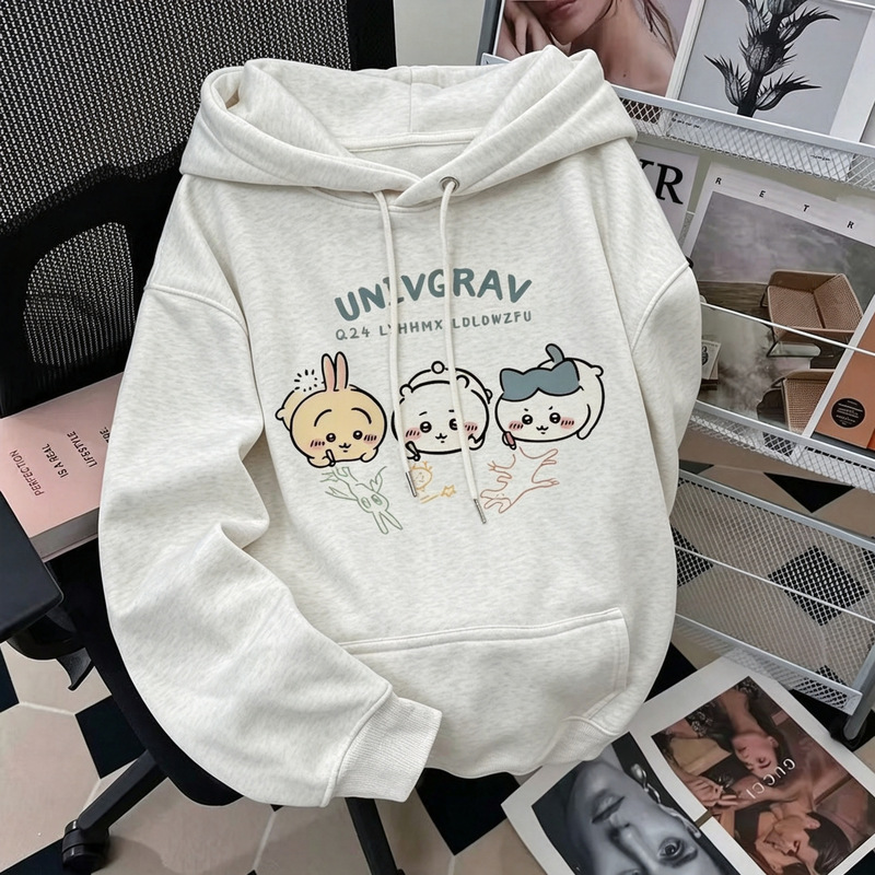 2026 autumn and winter fleece-lined thick hooded sweatshirt for women, featuring cute cartoon designs with a youthful and trendy style, sourced from Taiwan and South Korea 2026 autumn and winter fleece-lined thick hooded sweatshirt for women, featuring cute cartoon designs with a youthful and trendy style, sourced from Taiwan and South Korea