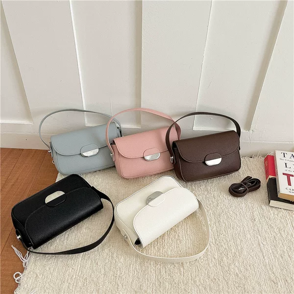 High-end oil wax leather underarm bag for women, 2025 new fashion versatile shoulder bag, casual niche crossbody small square bag