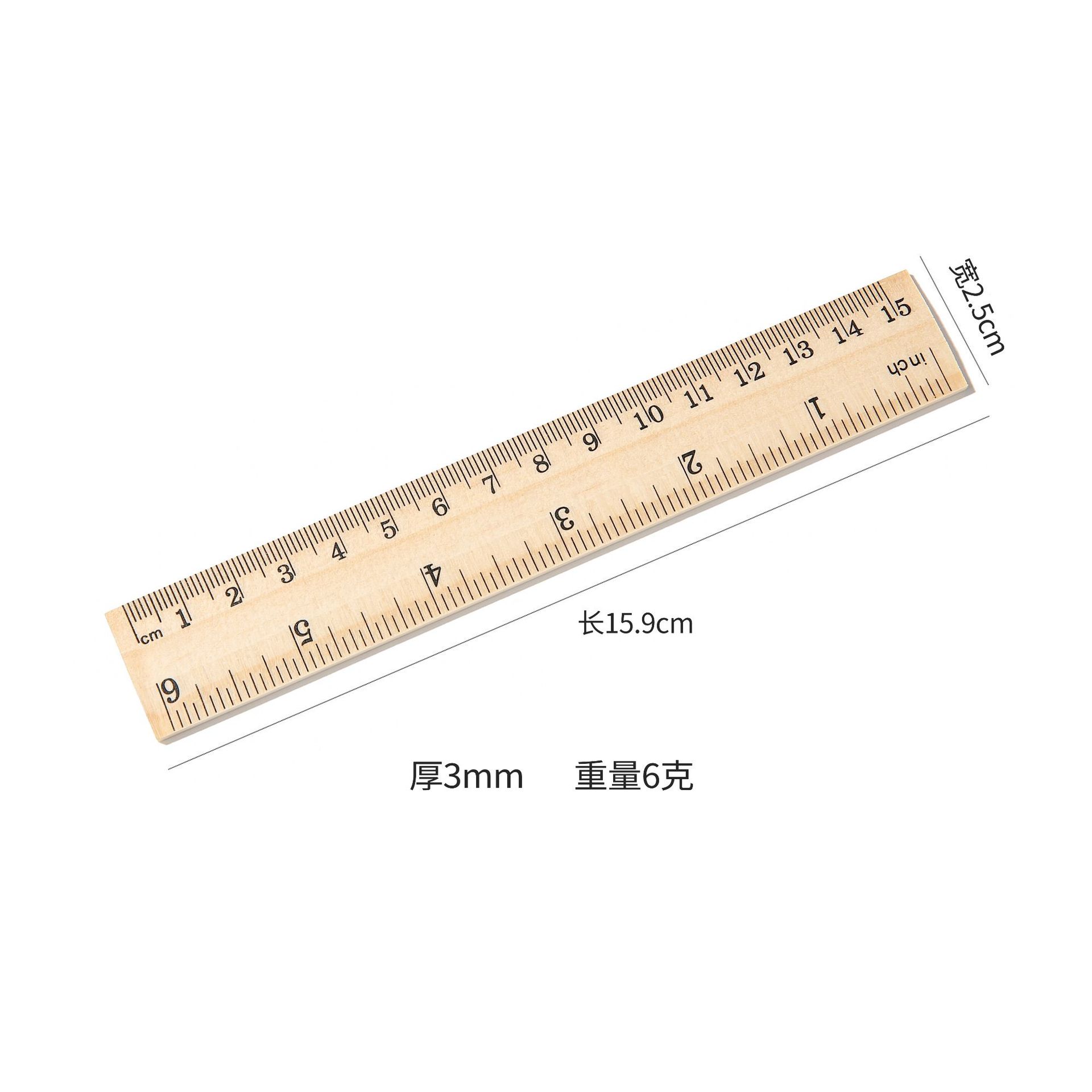 广告尺木制木尺红吊卡15cm单面双刻度尺子学生测量直尺文具尺子