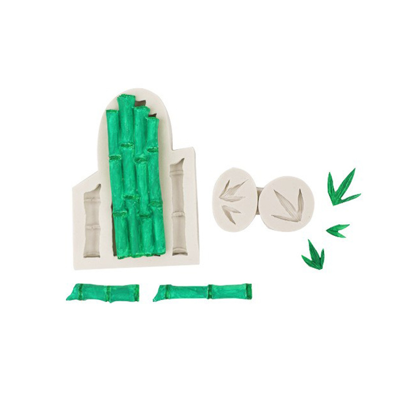 Bambú hoja de bambú fondant pastel de silicona molde para hornear DIY chocolate molde galleta ritmo seco molde de la torta