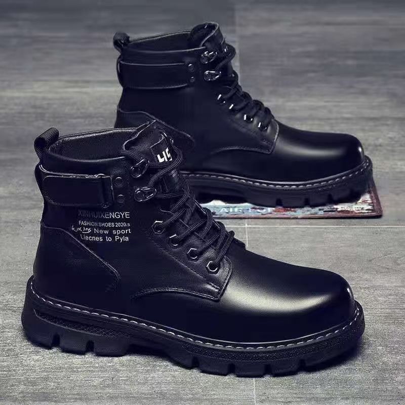 Cross-Border Martin Boots Men's Shoes Autumn and Winter New Trendy Fashion High-Top Work Shoes Thick-Soled Men's Casual High-Top Leather Boots