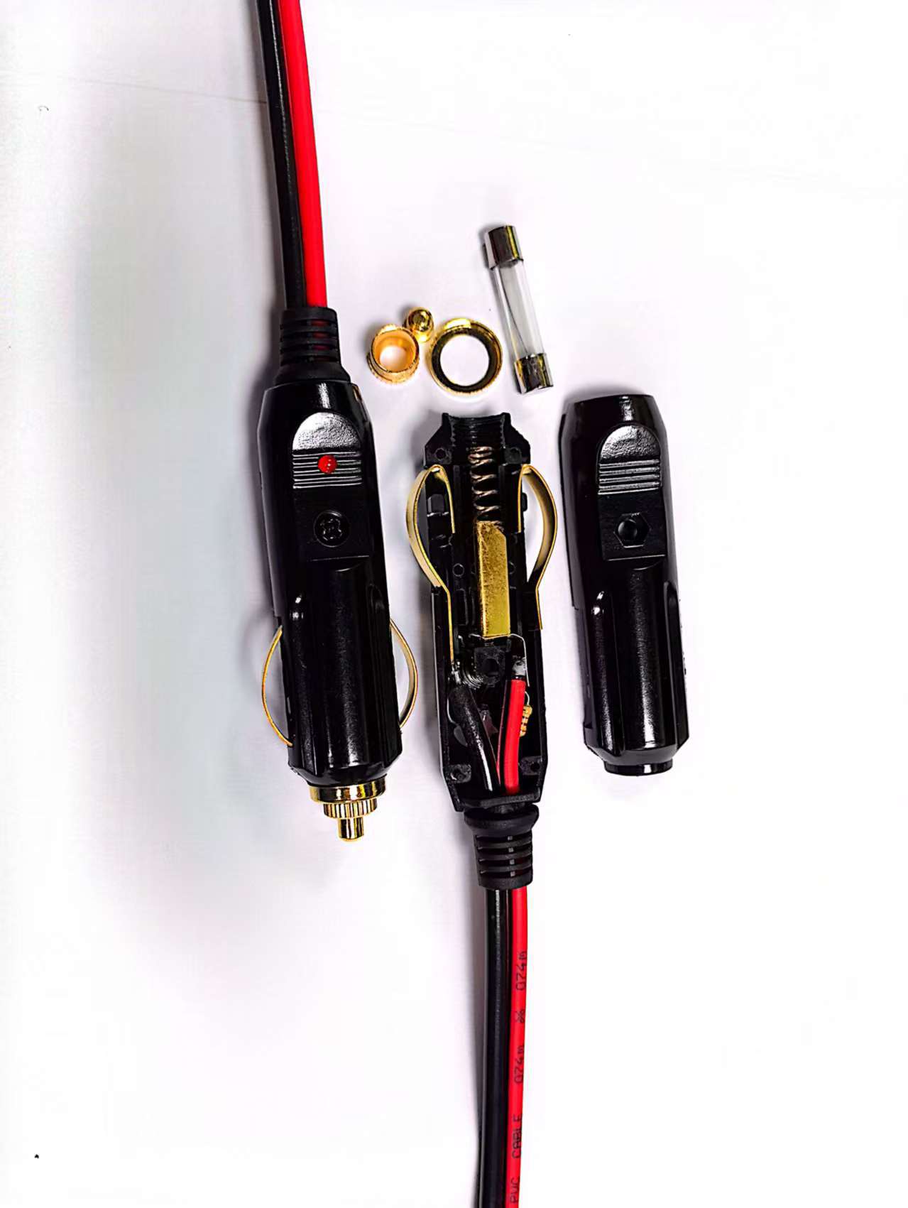 Electric Wood American Car Cigarette Lighter Plug with Indicator Light Power Extension Imitation Gold Cigarette Lighter Cable