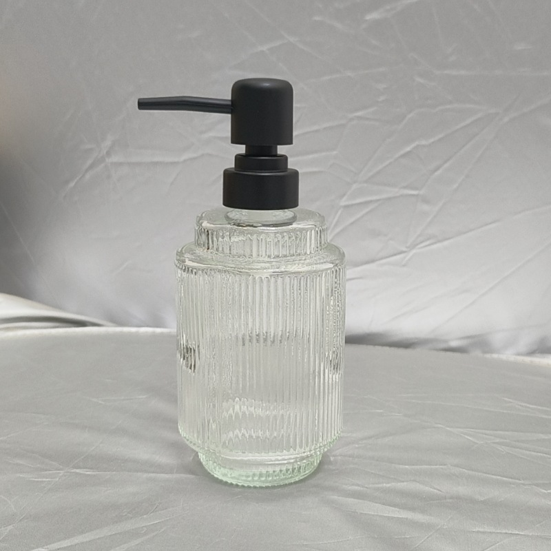 El fabricante suministra 420ml de desinfectante de manos, botella de vidrio transparente de color de patrón vertical cuadrado, botella de desinfectante de manos, vidrio