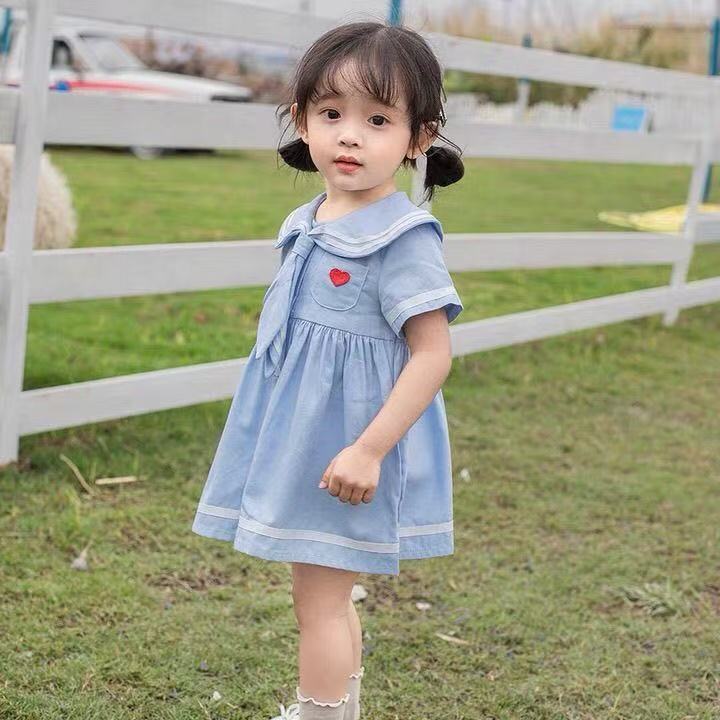 College Style Summer Girls' Dress, Baby Girl's Fashionable Princess Dress, Children's Clothing, Korean Style Skirt Dress, New Style