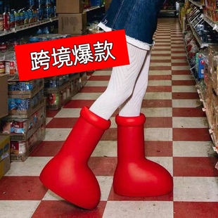 Cross-border Explosions Rain Boots for Men and Women Children's Internet Popular Fashionable Funny Big Red Boots Outdoor Non-slip Big Round Head Parent-child Rain Boots