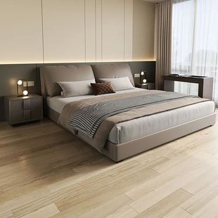 Modern Simple Genuine Leather Italian Double Bed Elephant Ears Master Bedroom Light Luxury Minimalist Storage Small Apartment Soft Package Wedding Bed
