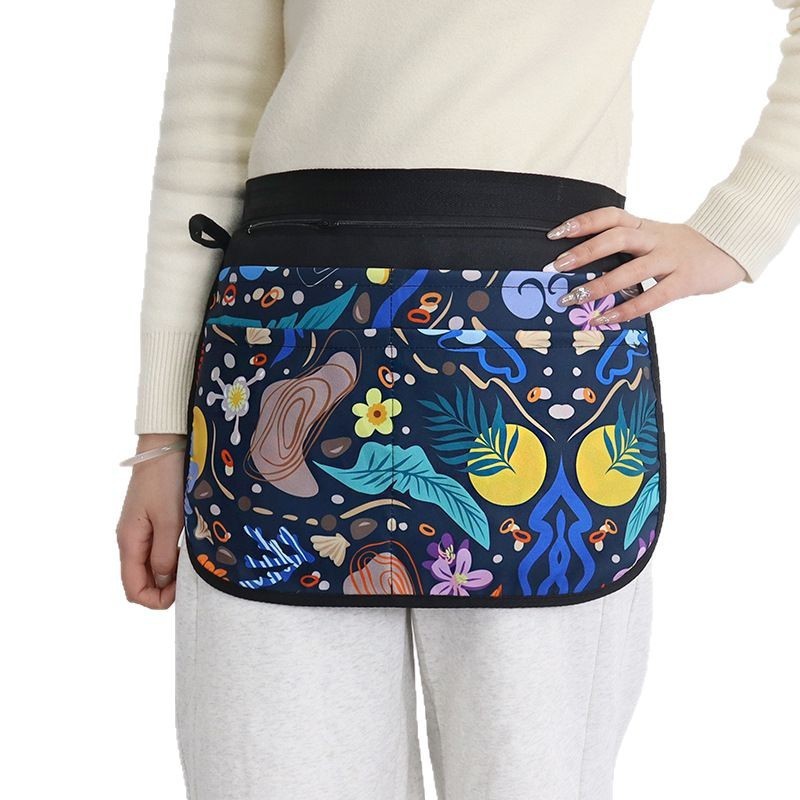 Delantal de poliéster de Amazon transfronterizo, media longitud corta, cinturón ajustable, hebilla, riñonera, cintura a cuadros de color fresco