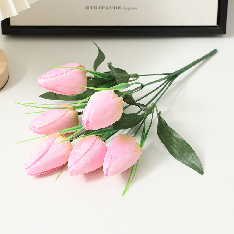 Tulipán flor artificial 6 señaló boca tulipán ramo de flores falsas boda decoración del hogar fotografía Flor al por mayor