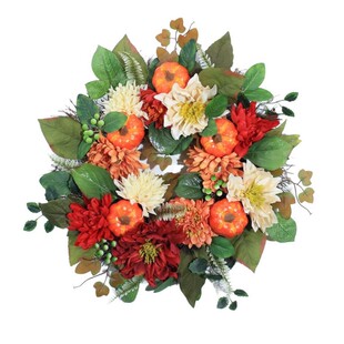 Cross-Border Harvest Festival Garland Artificial Pumpkin Rose Green Leaves Home Decoration Door Decoration Thanksgiving Autumn Garland