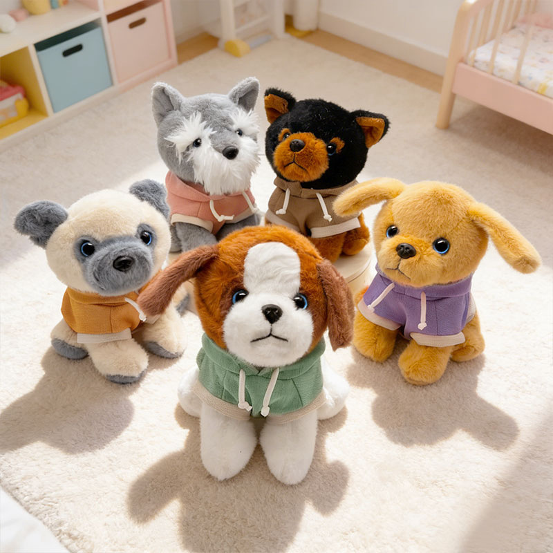 Wearing a Hoodie, Pet Dog Pug, Beagle, Stuffed Schnauzer, Shiba Inu, Dressed Puppy Plush Toy Doll