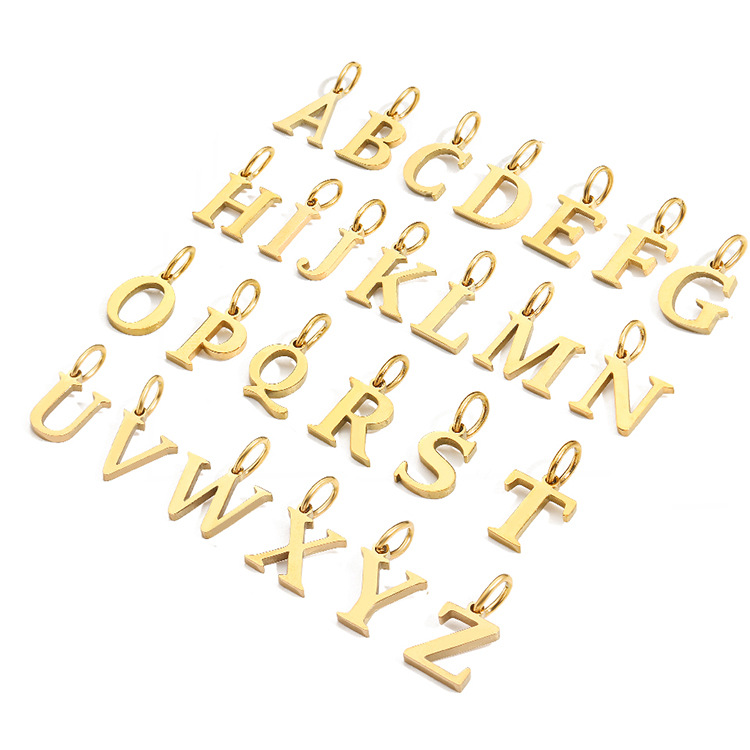 14K Gold, Real Gold Plated Plating Material 1 Piece Quantity 1 Piece Stainless Steel PVD Coated 14K Gold Real Gold Plated Letter Polished Pendant DIY Jewelry Accessories