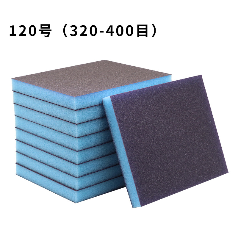 Fabricantes al por mayor bloque de arena de esponja británico grueso hermoso costura azul de doble cara muebles de carpintería pulido y pulido bloque abrasivo de esponja