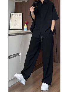 Silk quick dry thin trousers, shirt, with short sleeve, plus size, high-quality style