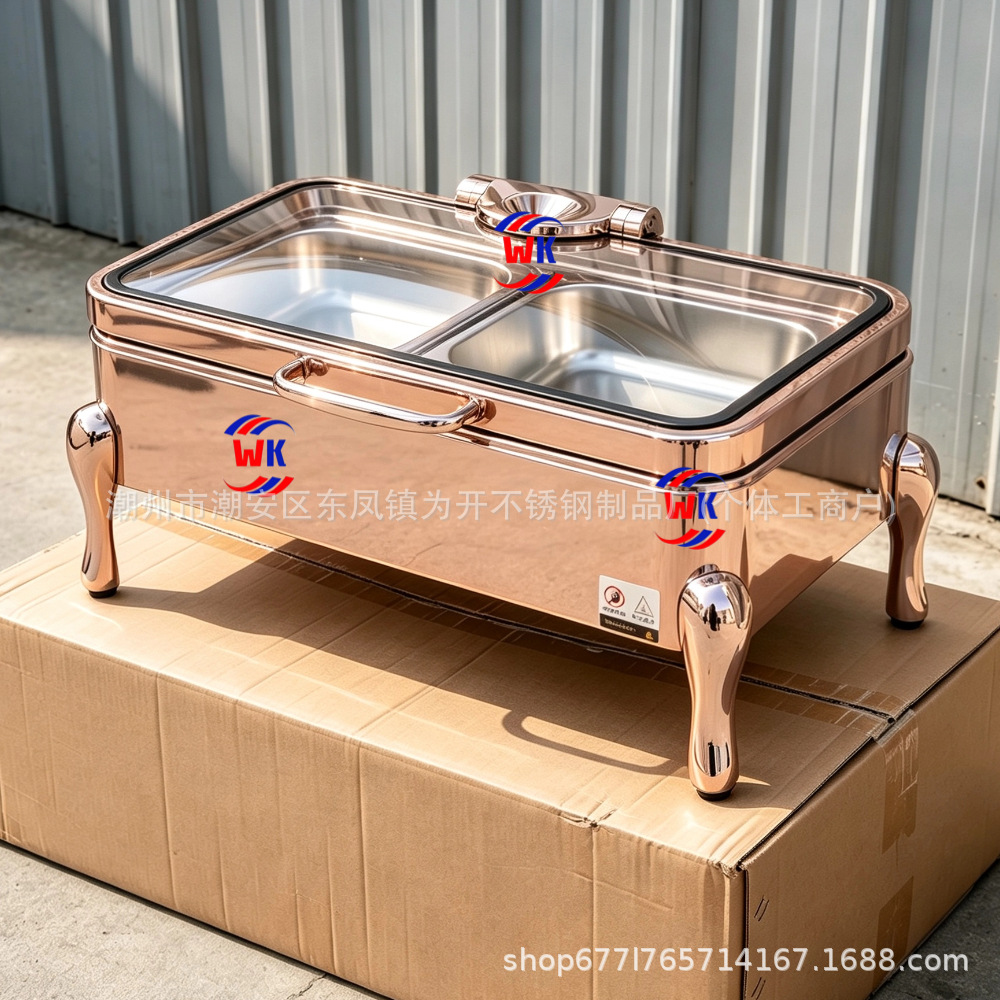 El horno de buffet comercial engrosa 304 horno de Buffy con patrón de martillo de acero inoxidable, horno de aislamiento térmico de hotel cuadrado rectangular