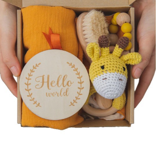 Caja de regalo para bebés, cadena de tetas, fieltro, libro tranquilo, muñecas de animales, juguetes de manta hechos a mano.