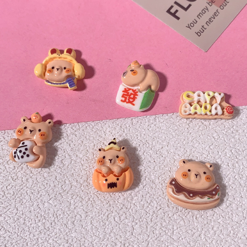 Caricatura brillante animal delfín oso de agua accesorios de resina DIY hechos a mano caja de teléfono móvil broche de cabello agujero de cuerda zapatos agujero decoración