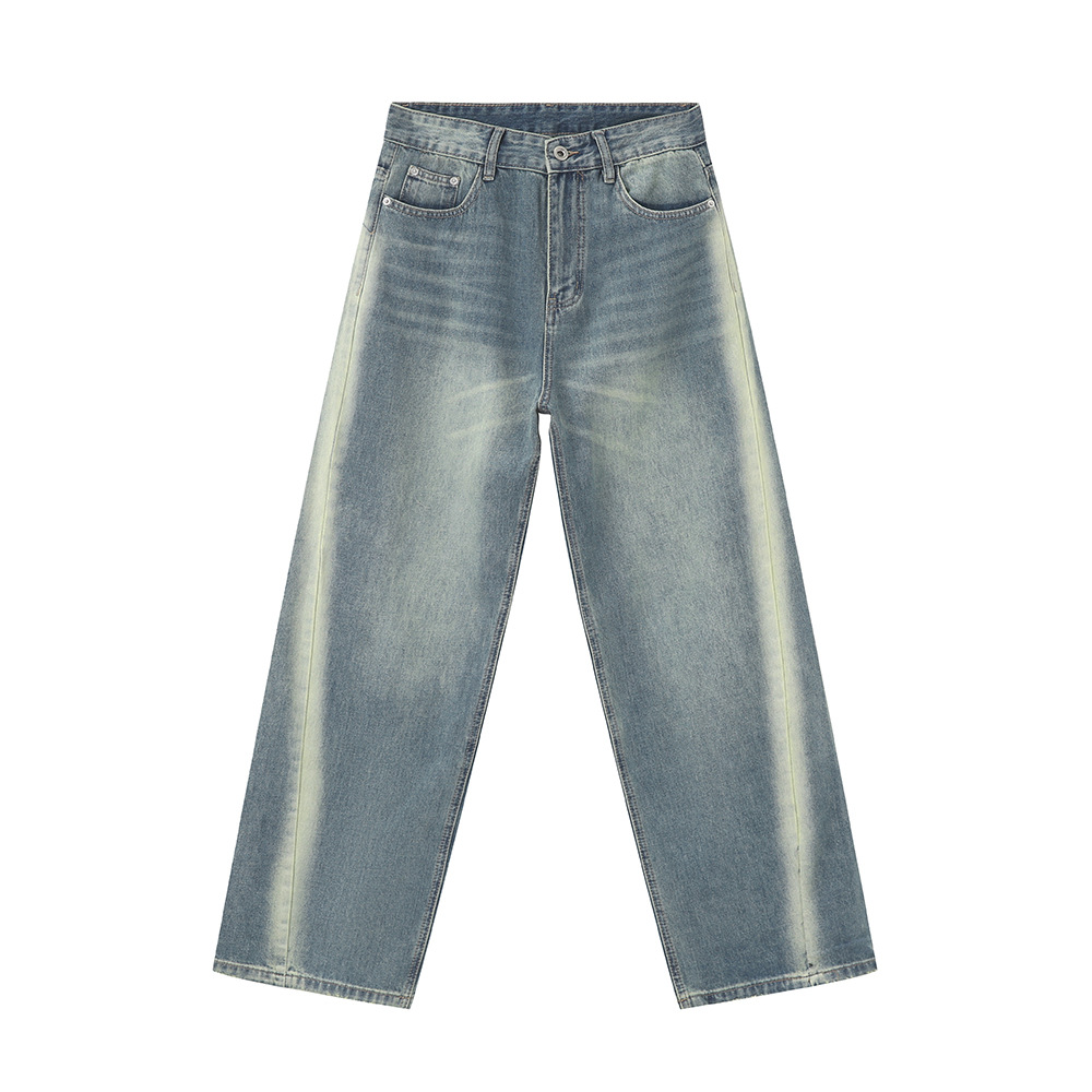 MTLCLOTHES Hombres| 2024 verano nuevos productos americanos de diseño gradiente de alta calle suelto rectas jeans