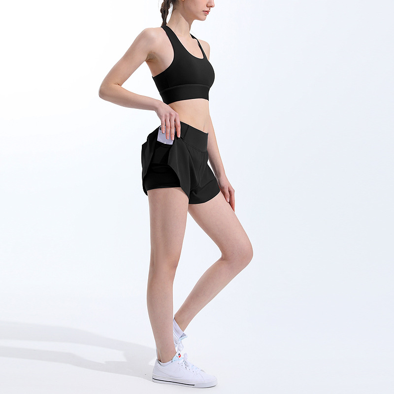 2023 nuevos pantalones cortos deportivos de fitness europeos y americanos anti-exposición de verano de las mujeres de secado rápido para correr entrenamiento transpirable casual pantalones calientes