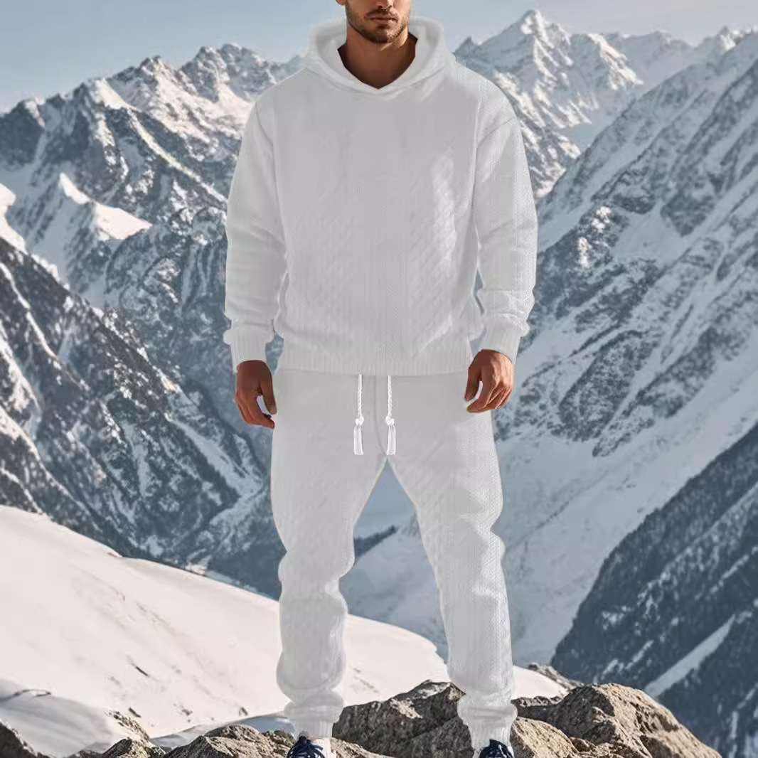 Abbigliamento maschile alla moda, felpa con cappuccio, felpa jacquard, casual, sportivo, pantaloni della tuta_voghion.com