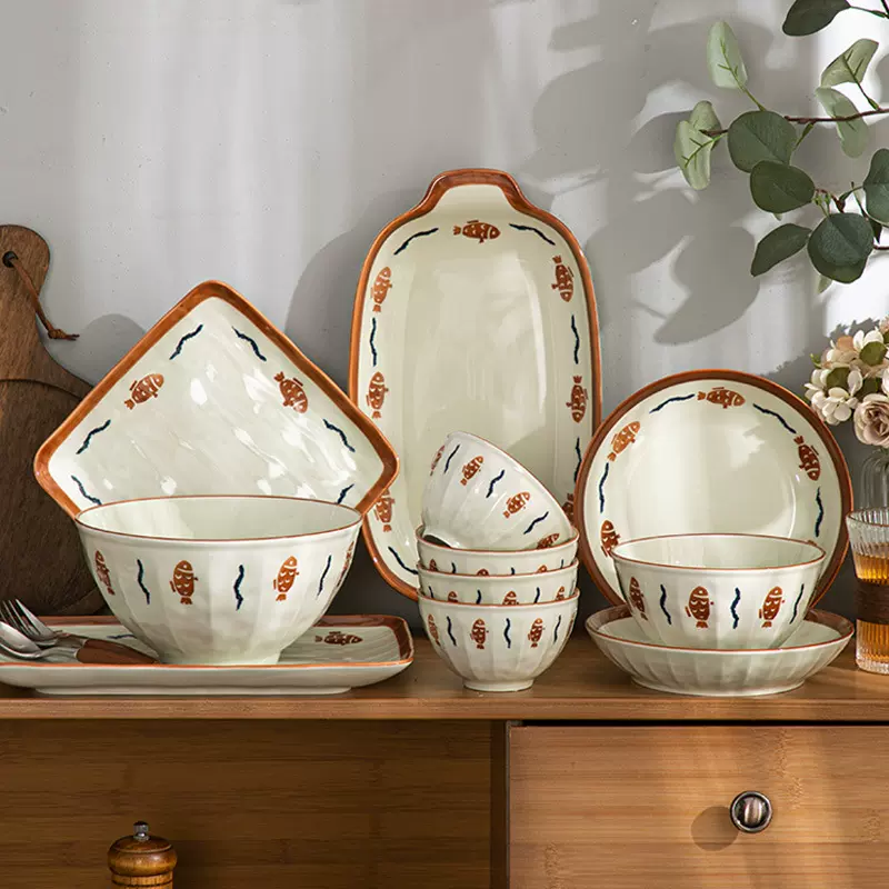 松发瓷器双耳烤盘陶瓷烤碗芝士焗饭盘子家用长方形微波炉烤箱器皿