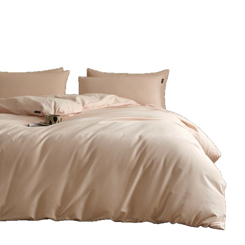 Luxurious Brushed Cotton Bedding Set Solid Colour Four Piece Set_voghion.com