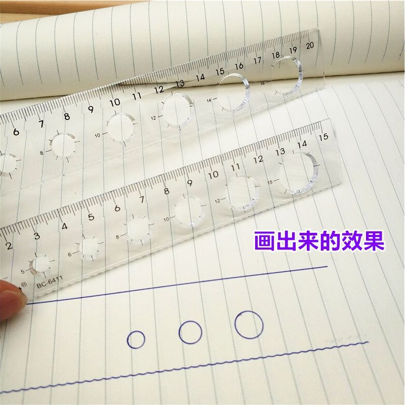 Monos de oro reglas de 15 cm reglas de línea ondulada reglas de agujero reglas transparentes reglas de papelería reglas redondas para estudiantes