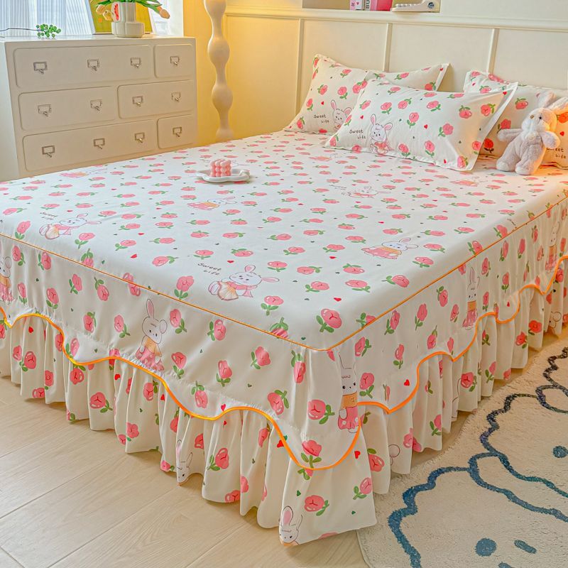 Anti-Slip Popular Korean Style Single-Piece Bed Skirt Bedspread Non-Pilling Fitted Sheet Bed Skirt Bed Cover Mattress Protector
