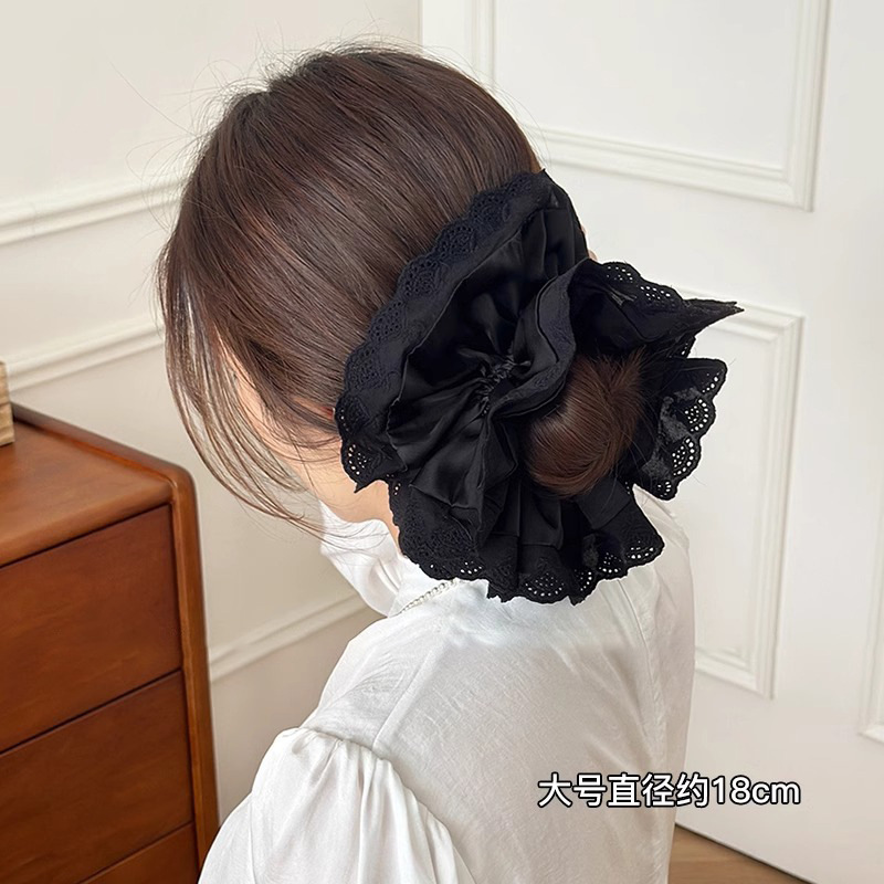 Anillo de cabello de intestino grande para mujeres 2025 nueva sensación de alta calidad bola cabeza de cola de caballo encaje flor cabello cuerda de cabello de alta elasticidad tocado