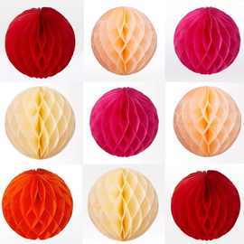 结婚蜂窝球纸球拉花灯笼生日派对装饰婚庆背景墙布置商场活动挂饰