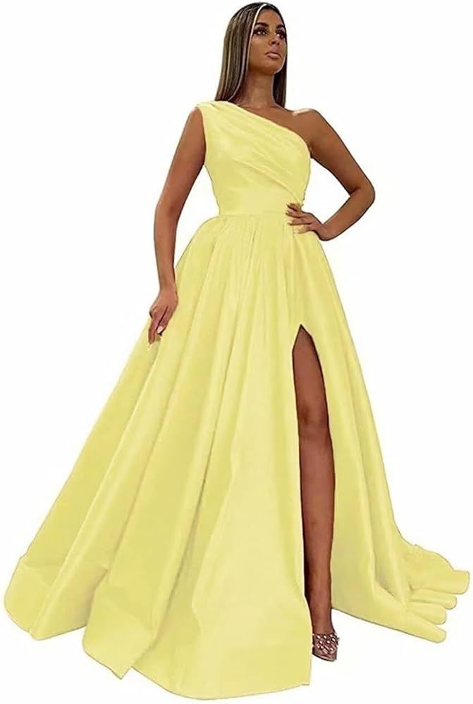 Comercio exterior europeo y americano Amazon AliExpress wish señoras nuevo vestido de noche de un solo hombro vestido de noche de satén dividido sexy