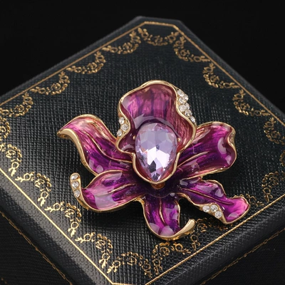 Corsage Brooch Cross-border Women's | Yaxa sancaqları - purple-flower-brooch
